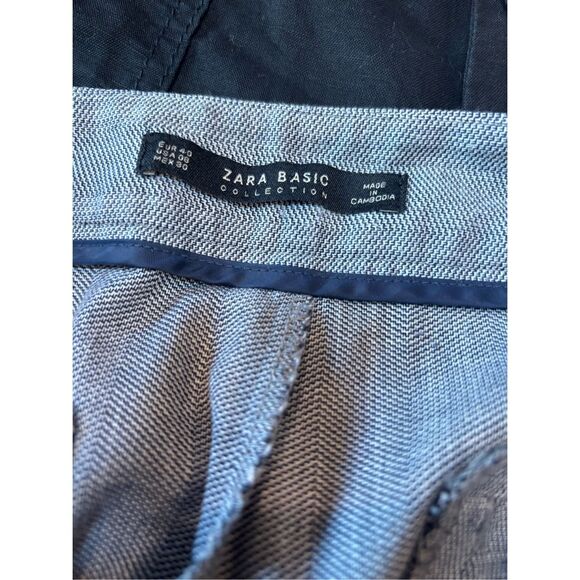 Zara Basics Collection 8 blue gradient ankle length heavy weave dress pants - Picture 6 of 7